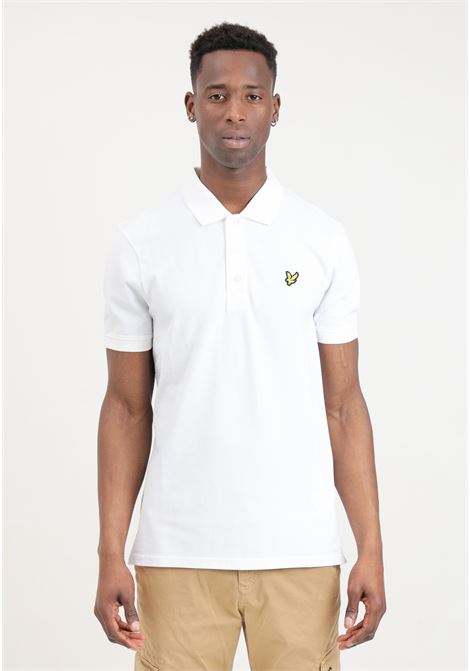 White men's polo shirt with golden eagle logo patch LYLE & SCOTT | SP400VOGE626